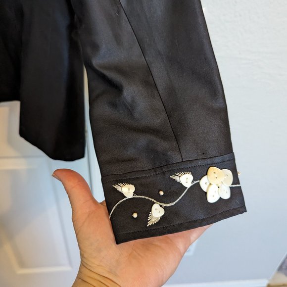 NWT BEADED SILK STATEMENT JACKET | 12 | Randolph Duke | Black / Pearl | 90s VTG - Picture 10 of 10
